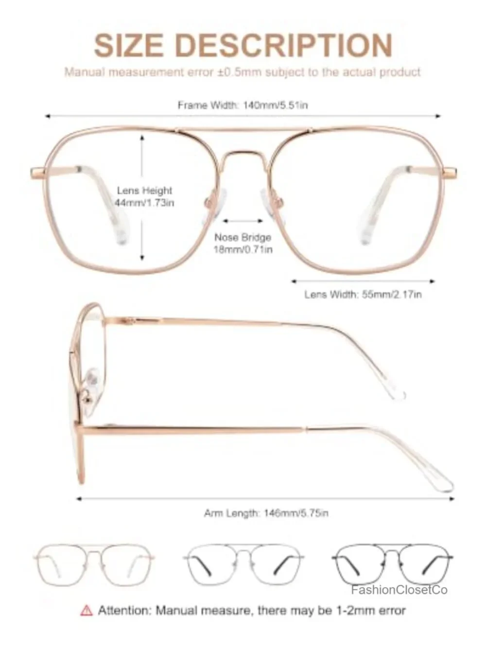 Retro Metal Aviator Blue Light Glasses, Square Frame, Spring Hinge, Anti Glare
